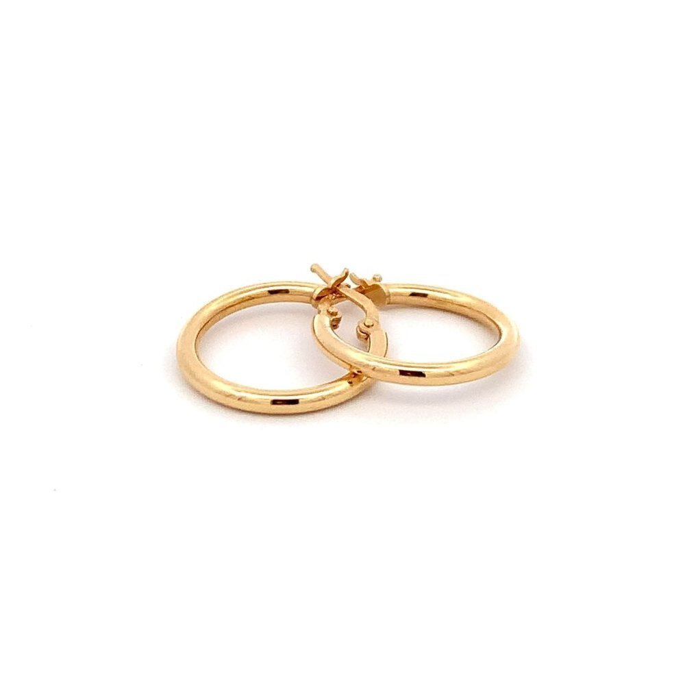 18K Yellow Gold Earrings Hoops Small Plain 2grams - Picture 6 of 9